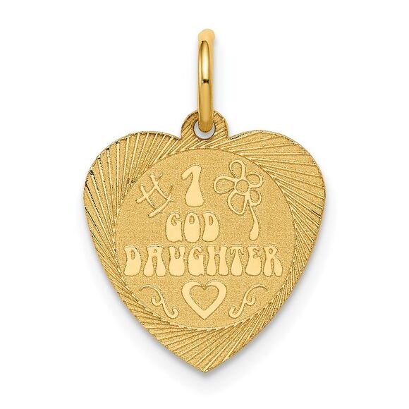 Kazi Luxury 14k Yellow Gold #1 GODDAUGHTER Heart Disc Charm